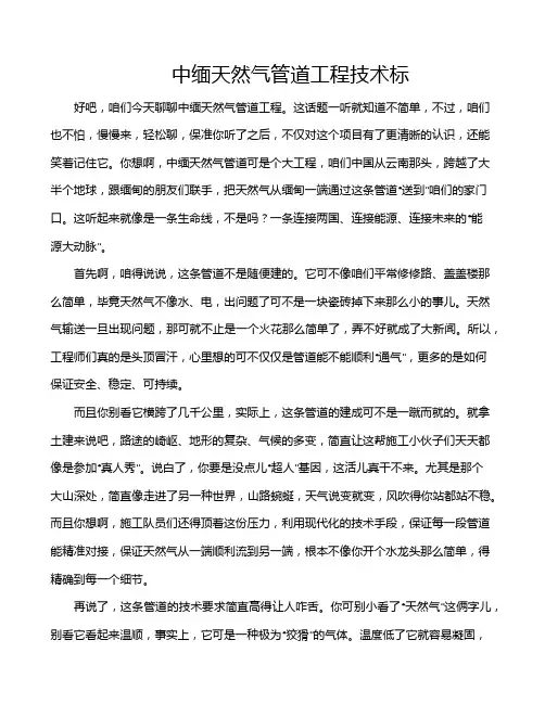 中缅天然气管道工程技术标