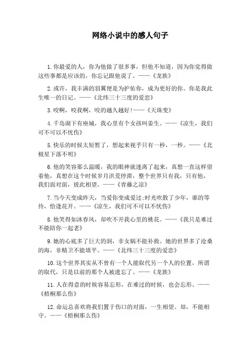 网络小说中的感人句子