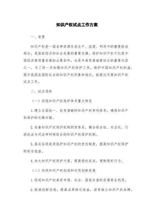 知识产权试点工作方案