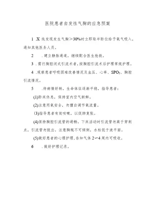 医院患者自发性气胸的应急预案