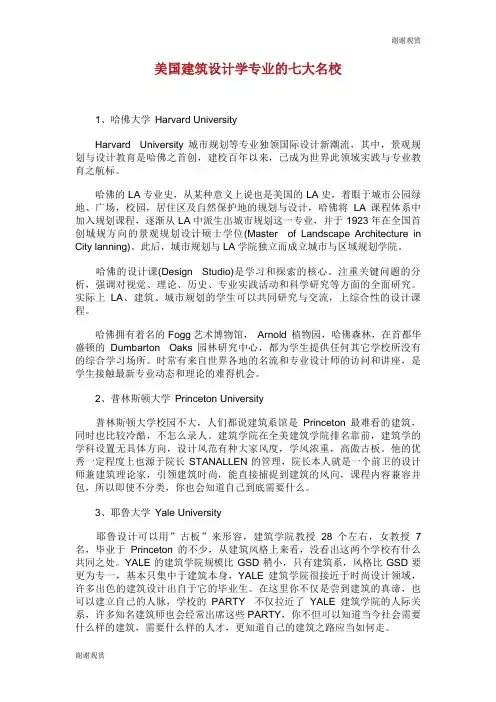 美国建筑设计学专业的七大名校.doc