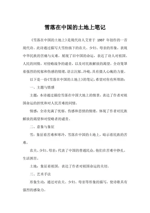 雪落在中国的土地上笔记