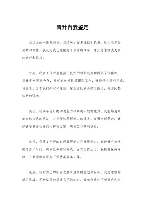 晋升自我鉴定