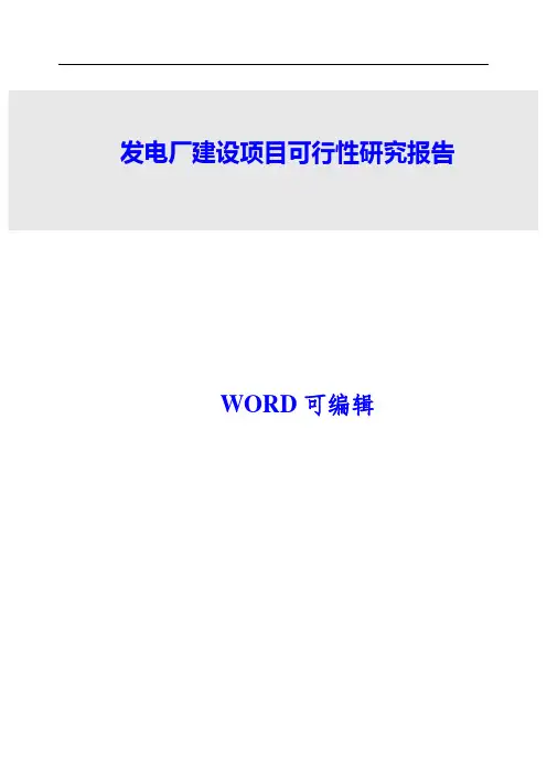 发电厂建设项目可行性研究报告