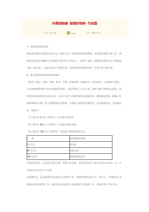 共青团的基层组织结构与设置