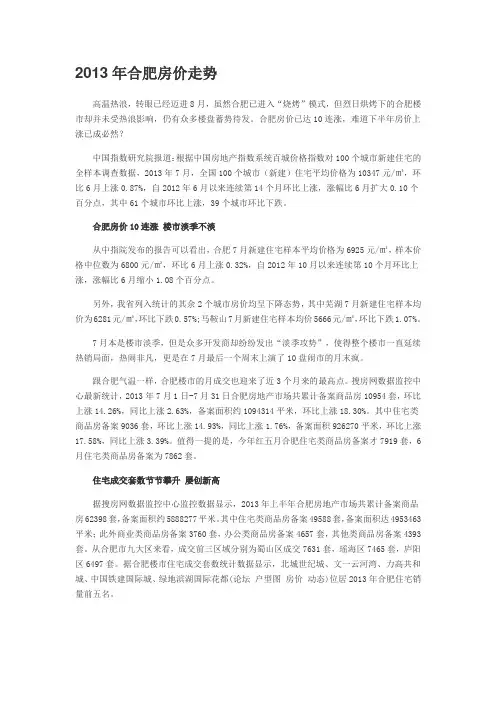 合肥房价走势2013_房价趋势_买房全攻略