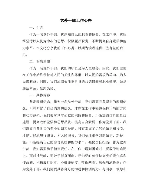 党外干部工作心得
