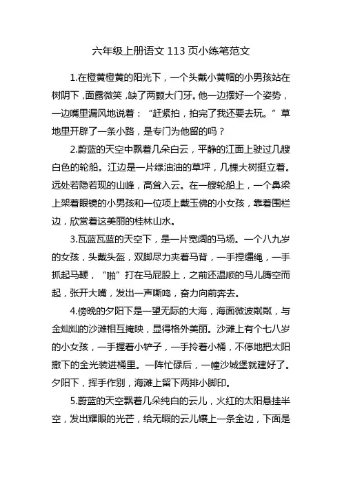 六年级上册语文113页小练笔