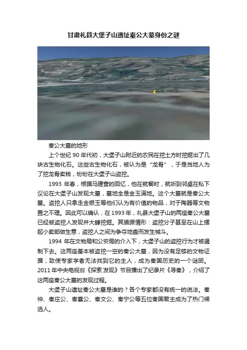 甘肃礼县大堡子山遗址秦公大墓身份之谜