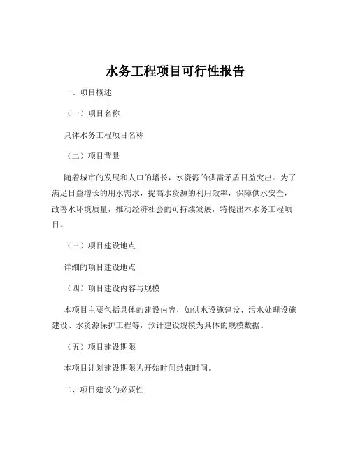 水务工程项目可行性报告