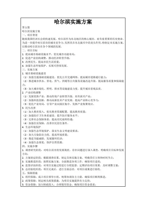 哈尔滨实施方案