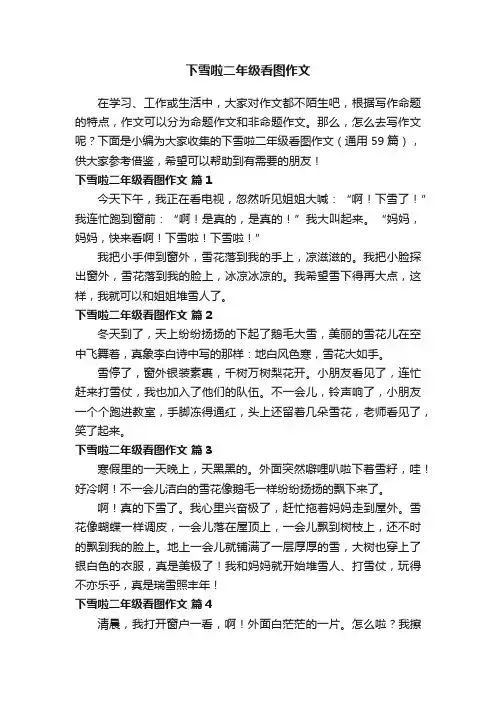 下雪啦二年级看图作文（通用59篇）
