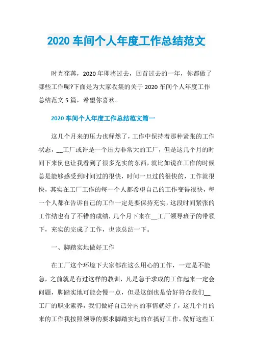 2020车间个人年度工作总结范文