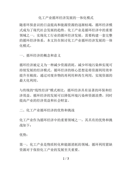 化工产业循环经济发展的一体化模式