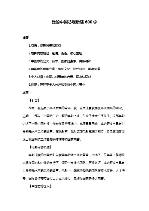 我的中国芯观后感600字