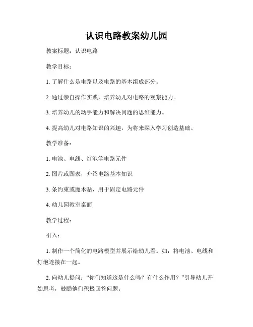 认识电路教案幼儿园
