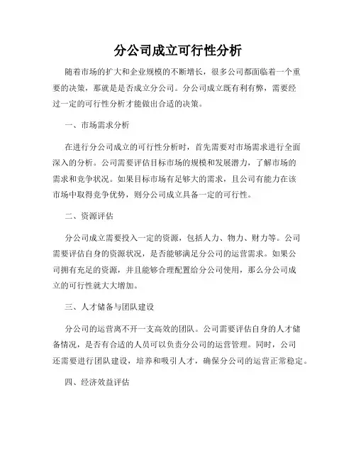 分公司成立可行性分析
