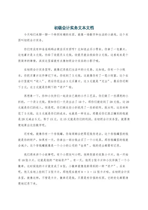 初级会计实务文本文档