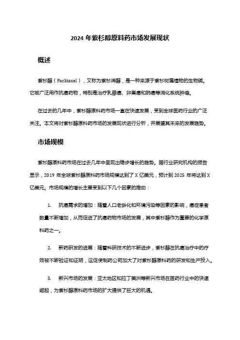 2024年紫杉醇原料药市场发展现状