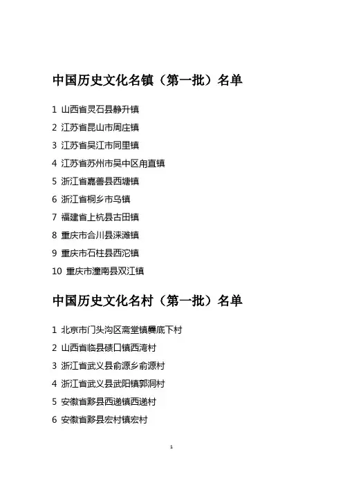 中国历史文化名镇(第一批~第七批)名单