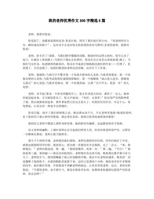 我的老师优秀作文500字精选5篇