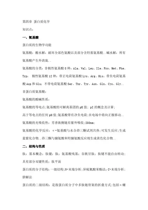 生物化学知识点与题目蛋白质化学