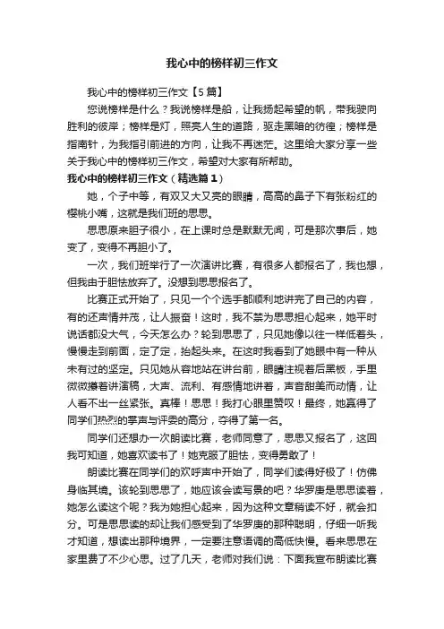 我心中的榜样初三作文