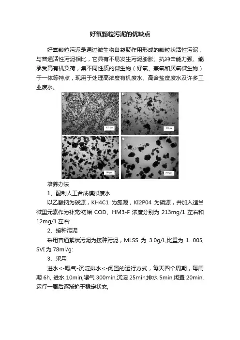 好氧颗粒污泥的优缺点