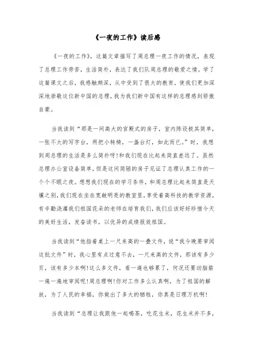《一夜的工作》读后感（六篇）