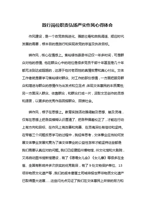 践行岗位职责弘扬严实作风心得体会