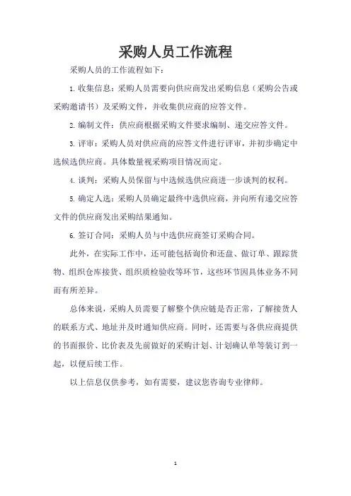 采购人员工作流程