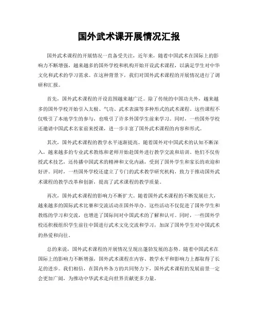 国外武术课开展情况汇报