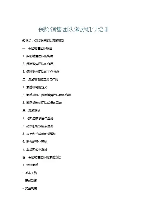 保险销售团队激励机制培训