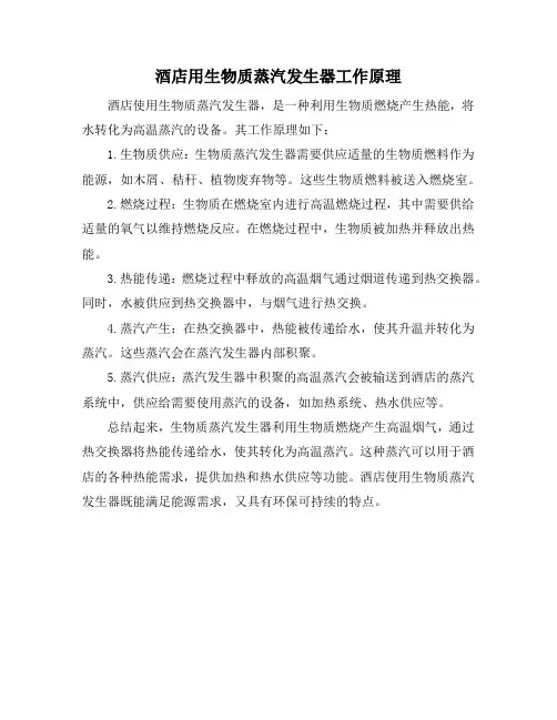 酒店用生物质蒸汽发生器工作原理