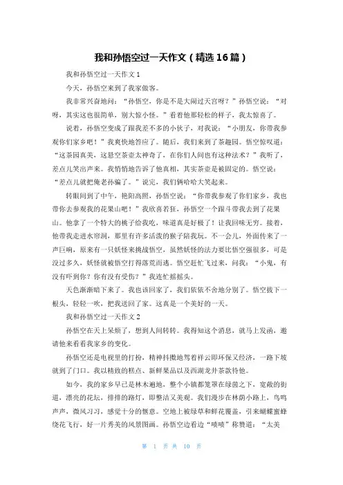 我和孙悟空过一天作文(精选16篇)