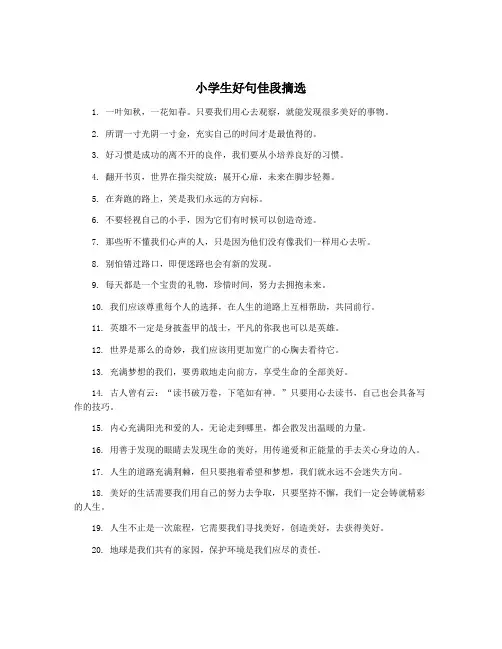 小学生好句佳段摘选