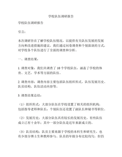 学校队伍调研报告