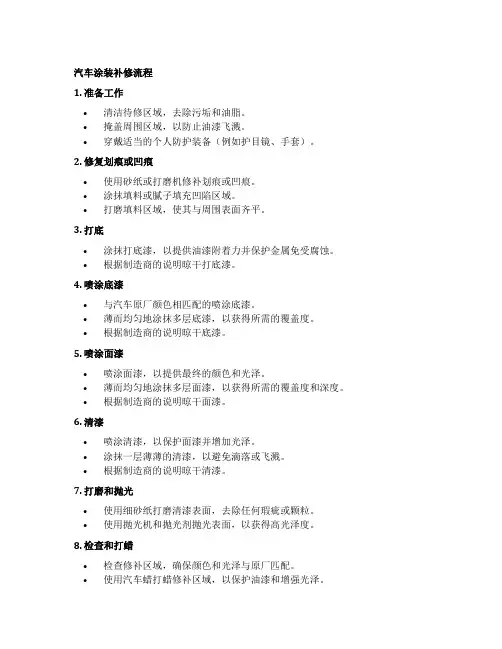 汽车涂装修补流程