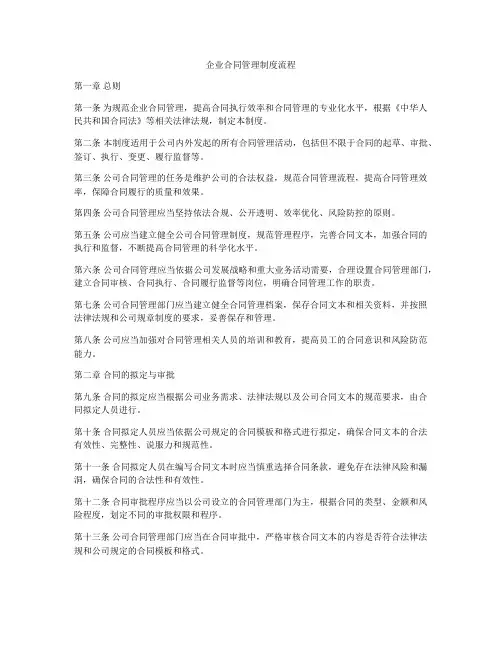 企业合同管理制度流程