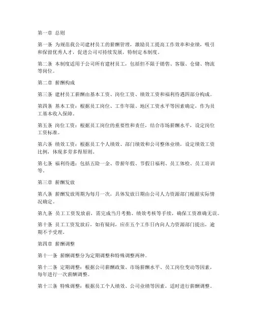 建材员工薪酬管理制度