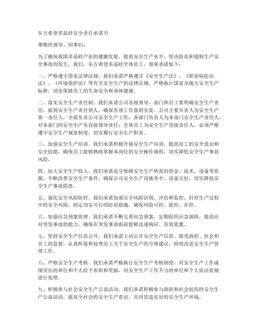 东方希望多晶硅安全责任承诺书