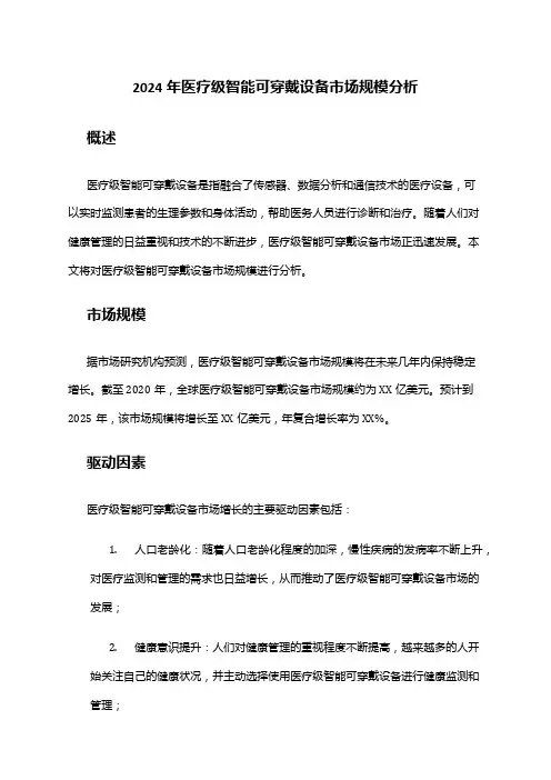 2024年医疗级智能可穿戴设备市场规模分析