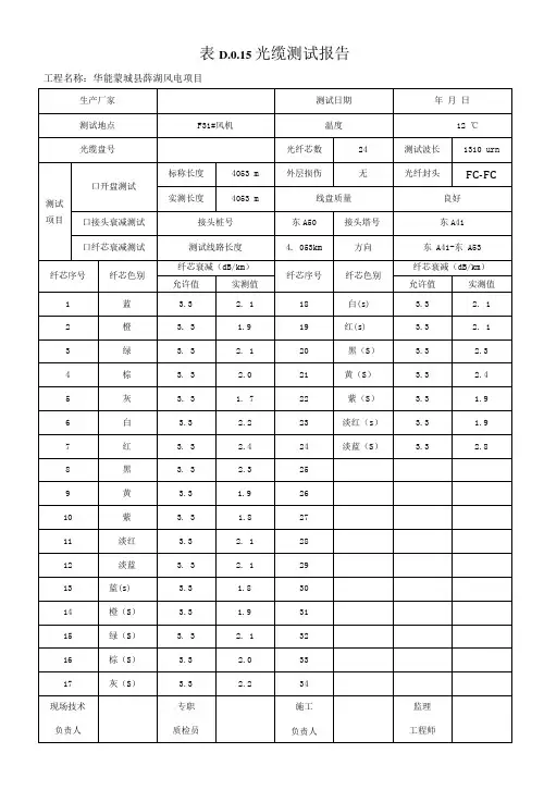 光缆测试报告
