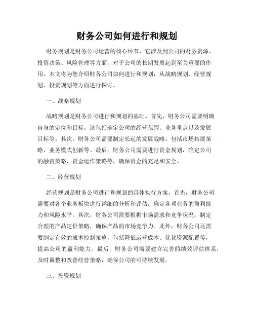 财务公司如何进行和规划