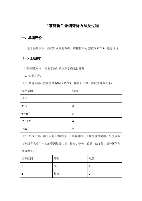 国土空间“双评价”详细评价方法及过程