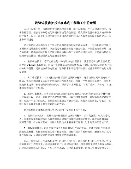 浅谈边坡防护技术在水利工程施工中的运用