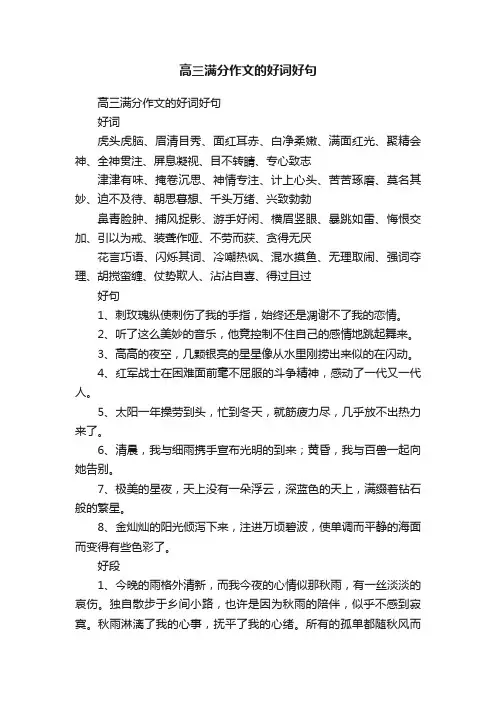 高三满分作文的好词好句