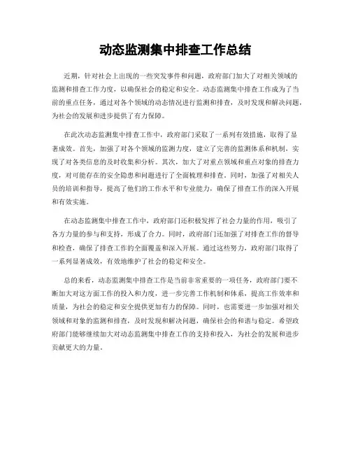 动态监测集中排查工作总结