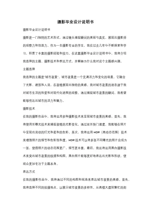 摄影毕业设计说明书