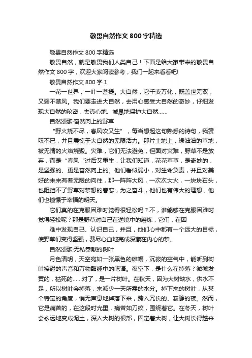 敬畏自然作文800字精选